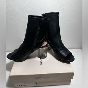 BCBGeneration Desire Stretch Nappa Black Boots/Sandals. Size 6.5M/36.5